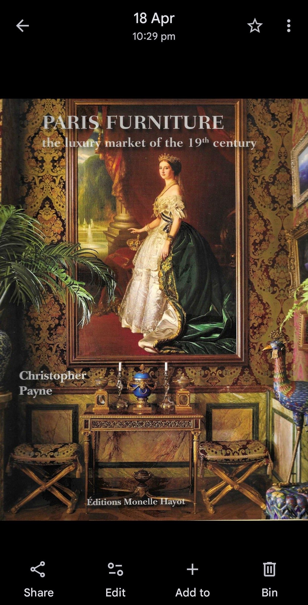 Christopher Payne, Paris Furniture: The Luxury Market of the 19th Century (Editions Monelle Hayot, 2018)