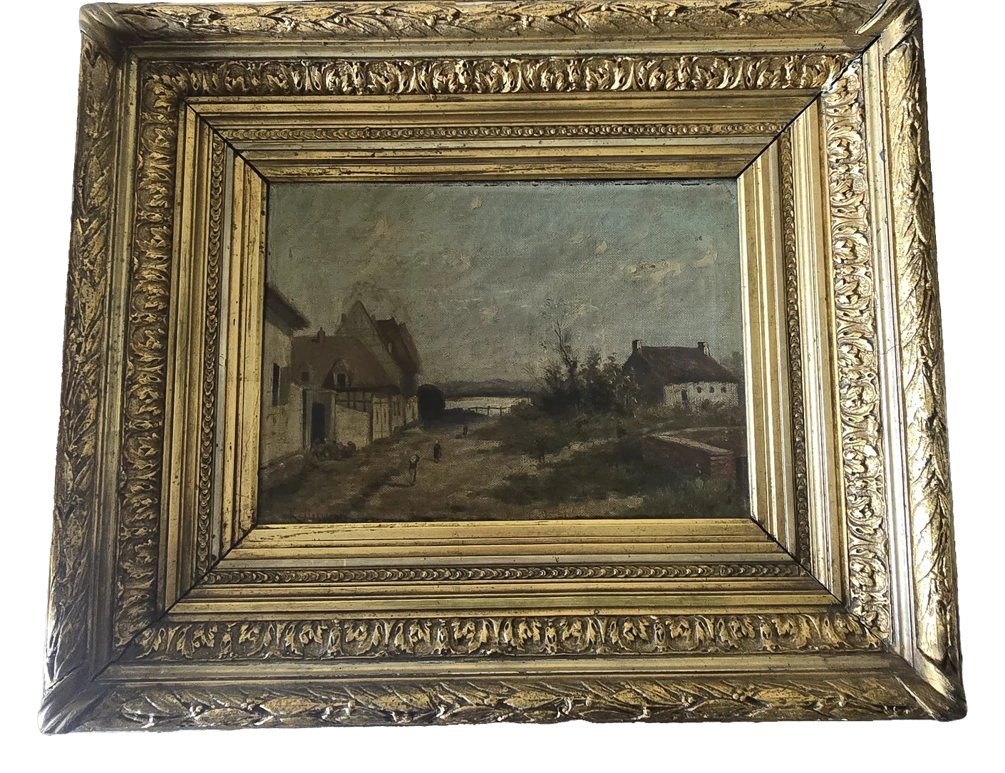 Französische Dorfszene, Ölgemälde — SG-FR-022